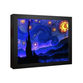 3D Light And Shadow Paper-cut Lamp Desktop Decoration (Option: Starry Sky-Black Frame)