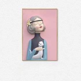 Blowing Bubbles Cute Decorative Girl's Room Bedhead Hanging Painting (Option: C-50 X70cm With Border)