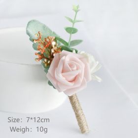 European Style Mori Style Wedding Groom Bride Simulation PE Corsage (Option: Chin Pink)