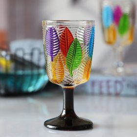 Vintage Painted Leaf High Foot Red Wine Cup (Option: Coffee Cup Bottom)