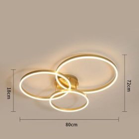 Light And Luxurious Living Room Lamp Grand Household (Option: Trichromatic light-Three ring 80CM)