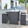 5-piece Rattan Outdoor Patio Furniture Set Bar Dining Table Set with 4 Stools
