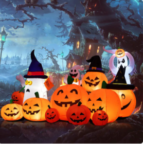 Halloween Inflatable Ghost With Pumpkin Slices Outdoor Holiday Decorations (Option: UK-Pumpkin add Ghost)