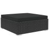 5 Piece Patio Lounge Set with Cushions Poly Rattan Black