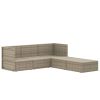 5 Piece Patio Lounge Set with Cushions Gray Poly Rattan