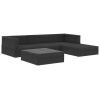 5 Piece Patio Lounge Set with Cushions Poly Rattan Black