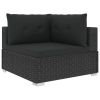 5 Piece Patio Lounge Set with Cushions Poly Rattan Black