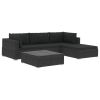 5 Piece Patio Lounge Set with Cushions Poly Rattan Black