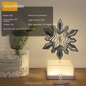 Creative Three-dimensional Rotating Ambience Light Bedroom (Option: 16 Remote Control-Snowflake-USB)