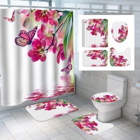 Digital Printing Polyester Shower Curtain Bathroom Pansy Reflection (Option: Cx304-150x180)