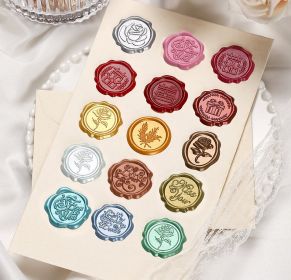 Picture Wax Sticker Wax Seal Sticker Sealed Envelope Wedding Invitation Wine Bottle Gift Decorative Sealed Sticker (Option: Random-600PCS)